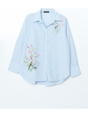 Çiçekli Poplin Kadın Gömlek