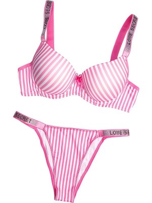 Taşlı Çizgili Dolgulu Sütyen Takımı -316