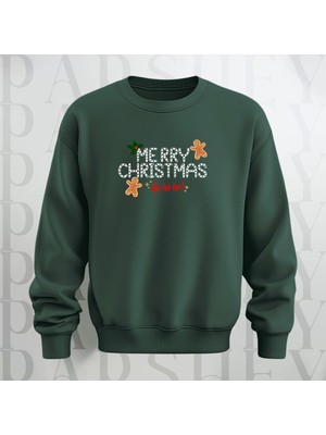 Parshey Merry Christmas Desenli Bisiklet Yaka  Oversize Sweatshirt 3 Iplik Şardonlu