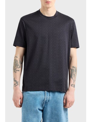 Emporio Armani Jakarlı Logo Baskılı Regular Fit Bisiklet Yaka T Shirt Erkek T Shirt EM000787 AF12916 FC176