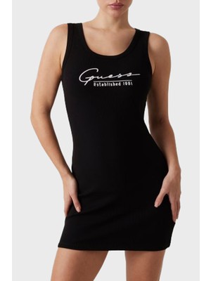 Guess Sunflower  Pamuk Slim Fit Logolu Mini Elbise V5GK06K8RT2 Bayan Elbise V5GK06 K8RT2 Jblk