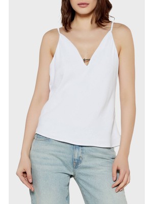 Guess Caroline Regular Fit V Yaka Logolu Top W5GH58WGLD2 Bayan Top W5GH58 Wgld2 G011