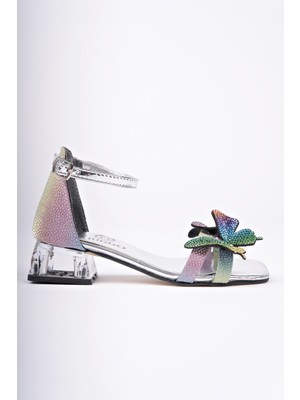 Muggo Kenzie Kelebek Detaylı Bilekten Bağlamalı Kız Çocuk Kısa Topuklu Ayakkabı