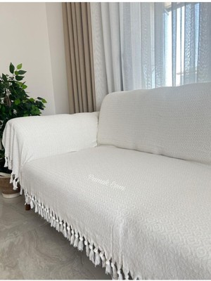 Buldan Işi Kollarını Örten Kanepe Çekyat Koltuk Örtüsü 180X300 Büyük Boy Pamuk Dokuma