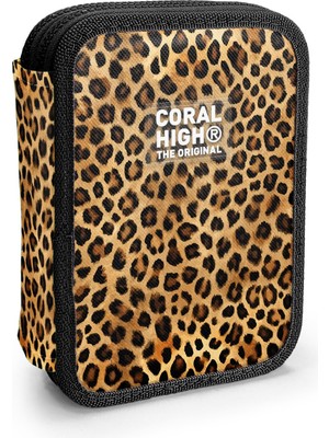 Coral High Kahverengi Leopar Desenli Çift Katlı Kalem Çanta 11147