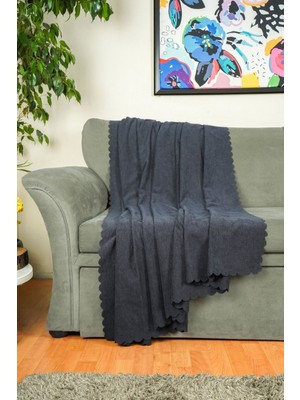 Koltuk Örtüsü | Çekyat Örtüsü | Koltuk Şalı 175X215 Şönil Çift Taraflı | Kül Rengi