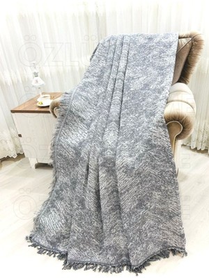 Pamuklu Koltuk - Çekyat Örtüsü 170X220 Alaca Füme Kaydırmaz Koltuk Şalı