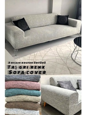 Streç Lastikli Esnek Yıkanabilir Pamuklu Jakarlı Desen 3*kişilik Koltuk Örtüsü Koltuk Kılıfı (Tek)