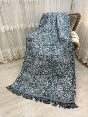 Lüks Pamuklu Koltuk-Çekyat Örtüsü Turkuaz Rengi 170X220 Çift Taraflı