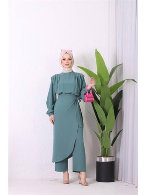 Dipmoda Kadın Ithal Kumaş Etekli Tesettür Tulum SMS011 - Mint