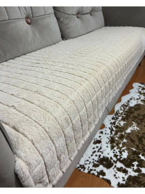 Puffy Bubble Tavşan Tüyü Kaymaz Taban Çekyat Koltuk Örtüsü 75X185( Taş)