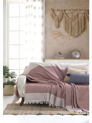 Bergama Kiremit Buldan Koltuk Örtüsü 170 x 220 cm Koltuk Şalı Kanepe Çekyat Örtüsü Pamuklu Throw