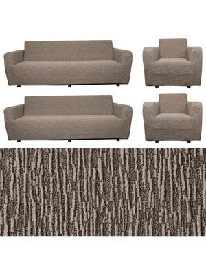 Jakarlı Düz Desen 3 3 1 1 Lastikli Koltuk Örtüsü Takımı Kanepe Çekyat Örtüsü Koltuk Kılıfı