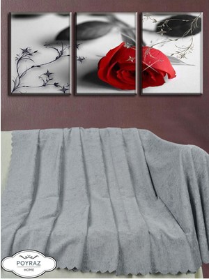 Parlak Şönil Gri Çift Taraflı Koltuk Çekyat Örtüsü Şalı