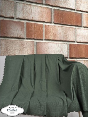 Mat Desenli Şönil Nefti Yeşil Çift Taraflı Koltuk Çekyat Örtüsü Şalı