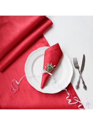 Kırmızı Dertsiz Osmanlı Ipeği Peçete, 40X40 cm  4 Adet