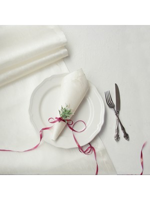 Krem Dertsiz Osmanlı Ipeği Peçete, 40X40 cm  4 Adet