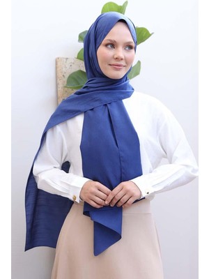 Lacivert-Jakarlı Monogram Şal