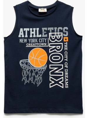 Koton Basketbol Baskı Detaylı Kolsuz Bisiklet Yaka Pamuklu Atlet
