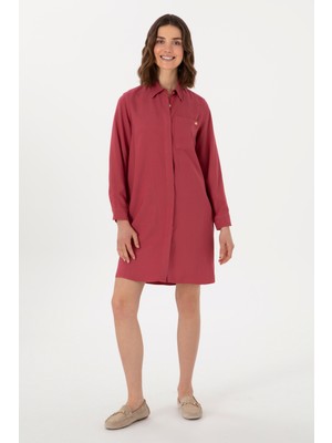 U.S. Polo Assn. Kadın Vişne Mini Boy Dokuma Elbise 50301228-VR223