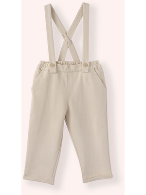 Erkek Bebek Askılı Bej Salopet