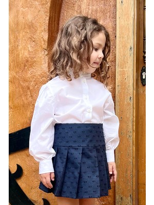 Kız Çocuk Poplin Uzun Kol Fırfır Yakalı Beyaz Gömlek