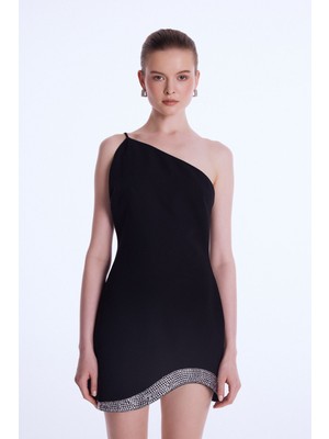 adL Taş Detaylı Mini Elbise Siyah 12443215001