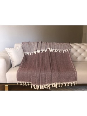 Bordo Koltuk Örtüsü Balıksırtı Desenli 180 x 210 cm Çift Yönlü