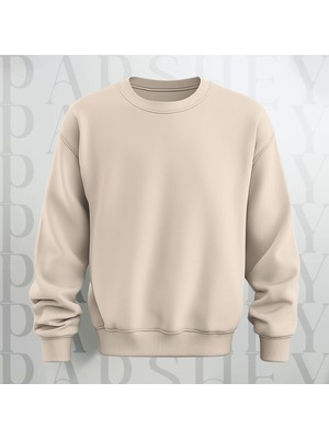 Parshey 2024 Yazı Baskılı  Bisiklet Yaka Sweatshirt Kalın Kumaş 3 Iplik