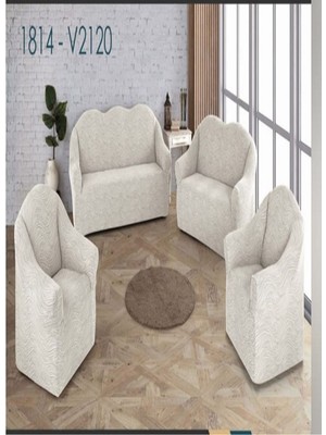 Jakarli, Elastik Tam Kaplamalı Koltuk, Çekyat, Kanepe Kılıfı, Örtüsü (Adet Ebat : 3 + 2 + 1 + 1 )