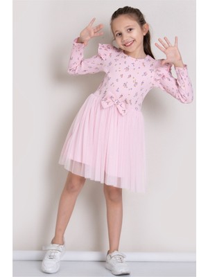 Pop Fashion Kız Çocuk Bayramlık Çiçek Desenli Tül Elbise | Şık ve Rahat Tasarım ❤️✨