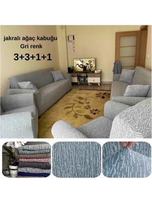 Jakarlı Koltuk Örtüsü 3+3+1+1, Kaymaz Tabal Koltuk Örtüsü Takımı, Çekyat ve Koltuk Kılıfı Takımı