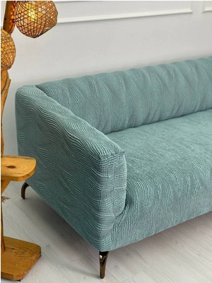 Kalın Krokan Kumaş Lastikli Kayma Yapmayan 3 Kişilik Tekli Kanepe Örtüsü