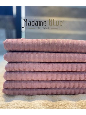 Bambu Çizgili Süngerli Kadife Kaymaz Çekyat Koltuk Örtüsü 170X210 cm Pudra