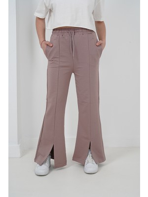 Kız Çocuk Iki Iplik Kumaş Çımalı Yırtmaç Paçalı Jogger Pantolon