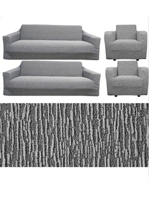 Jakarlı Düz Desen Likralı Esnek Yikanabilir 3+2+1+1 Koltuk Örtüsü Koltuk Takımı Koltuk Kılıfı