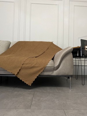 Yıkanılabilir Kaymaz Sütlü Kahve Şönil Koltuk Örtüsü