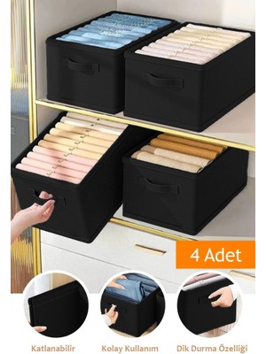 Katlanabilir 4 Adet Kıyafet Saklama Kutusu, 45CM x 25CM x 20CM, Yer Tasarruflu Düzenleyici