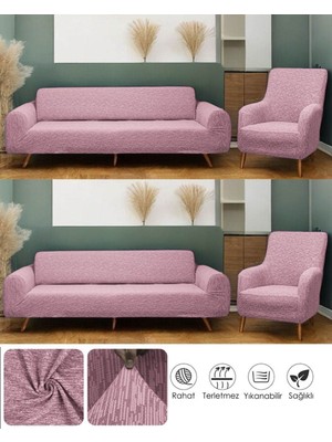 Jakarlı Düz Desen 3 3 1 1 Lastikli Koltuk Örtüsü Takımı Kanepe Çekyat Örtüsü Koltuk Kılıfı