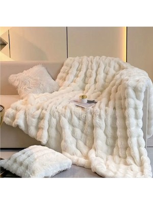 Peluş Koltuk Şalı Pofuduk Koltuk Örtüsü Bubble Koltuk Örtüsü 200 x 150 cm Pelus Koltuk Ortusu
