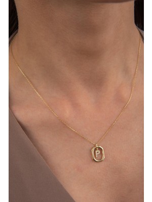 Fiyonk Kuyumculuk 14 Ayar Altın Taşlı P Harf Kolye