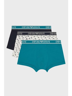 Emporio Armani Streç Pamuklu Logo Baskılı 3 Pack Boxer Erkek Boxer EM000370 AF10779 MB092