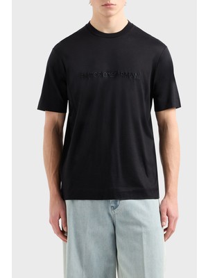 Emporio Armani Logo Nakışlı Pamuklu Regular Fit Bisiklet Yaka T Shirt Erkek T Shirt EM001070 AF13747 UC001
