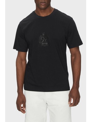 Hugo  Pamuk Logolu Regular Fit Bisiklet Yaka T Shirt Erkek T Shirt 50538246 001