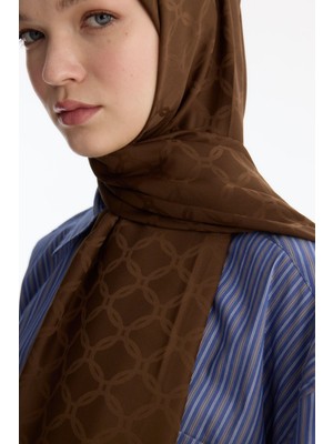 Cs Camellia Scarf Ipeksi Jakar Zincir Desen Şal - Vizon