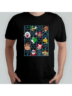 Pixxa Super Mario Bros %100 Pamuklu Bisiklet Yaka T-Shirt Model 5
