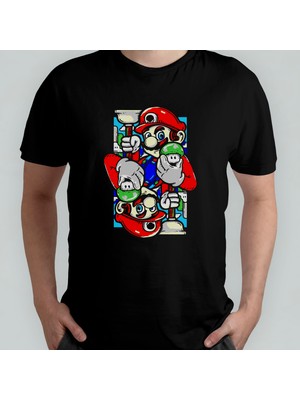 Pixxa Super Mario Bros %100 Pamuklu Bisiklet Yaka T-Shirt Model 2