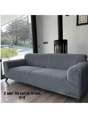 Jakarlı Koltuk Örtüsü 3+3 , Kanepe Örtüsü ,chester Örtüsü Koltuk Kılıfı 3 Kişilik 2 Adet