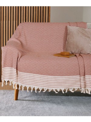 Buldan Işi Pamuklu Koltuk Örtüsü 170X210 cm Kaliteli Koltuk Şalı Çekyat Kanepe Örtüsü - Kiremit