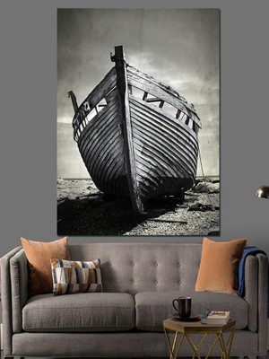 Kıyıdaki Tekne Dekoratif Kanvas - Mdf Ahşap Tablo